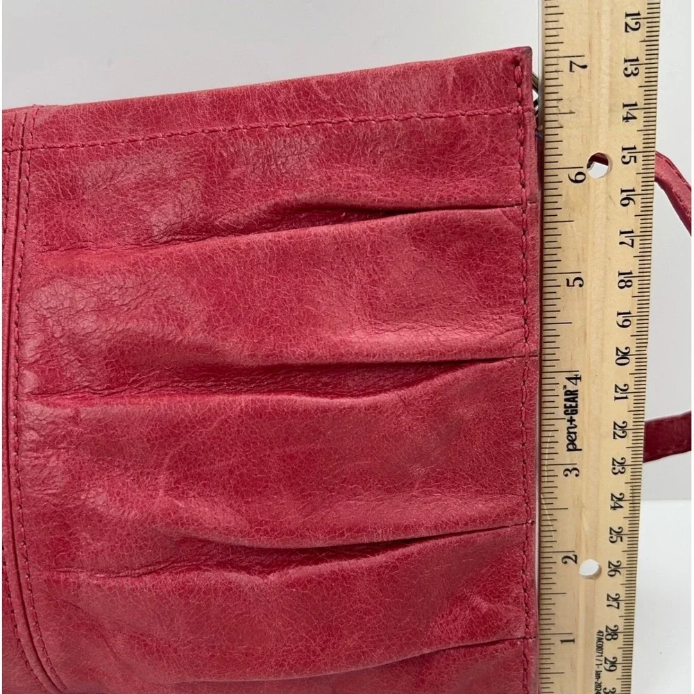 THE SAK Charleston Leather Demi Shoulder Clutch Pink Pleated Chain Handbag Purse